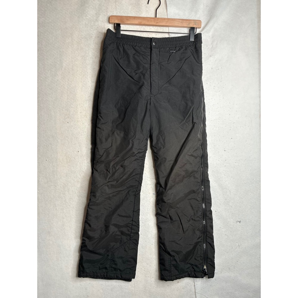 Vtg Obermeyer Mens Black Insulated Ski Pants Full Side Zip Snow Pants Size Small